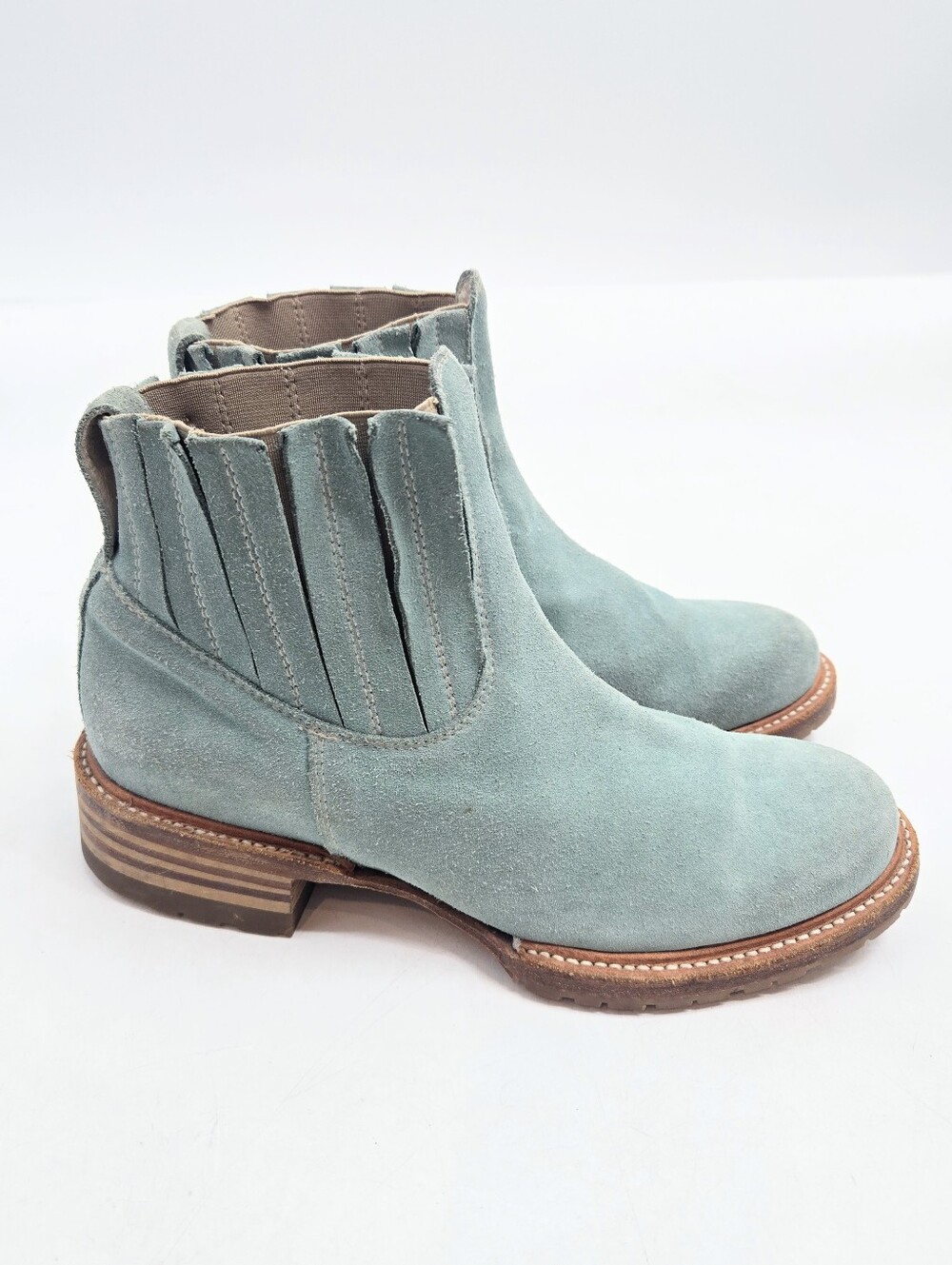 Eckhaus Latta Suede Chelsea Ankle Boots in Light Teal